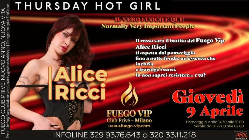 THURSDAY HOT GIRL: Alice Ricci al Fuego Vip! 🔥